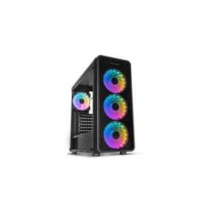 CAJA SEMITORRE NOX HUMMER TGM RAINBOW NEGRA CRISTAL TEMPLADO S/F USB 3.0 RGBc